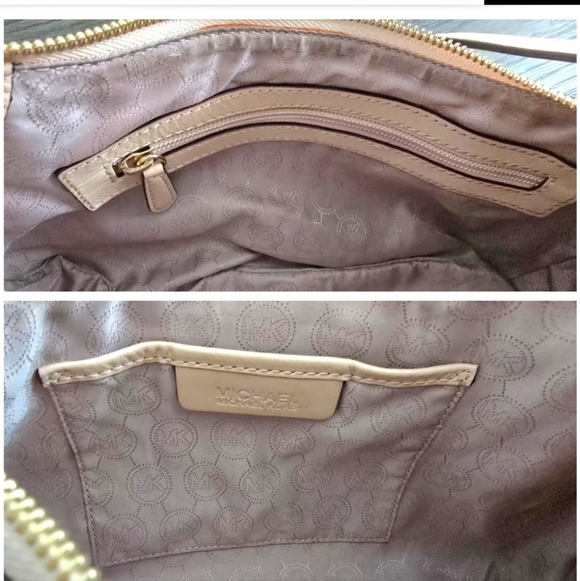 Michael Kors Cream Leather Shoulder Bag with Gold Hardware - Picture 11 of 16